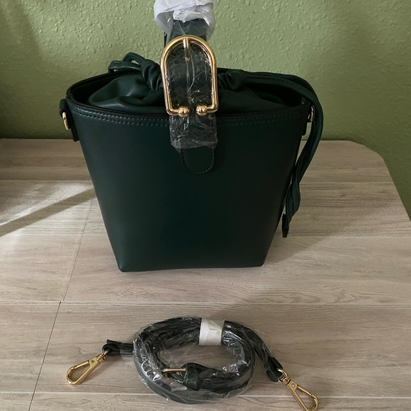 Melie Bianco Dark Green Mini Bucket Bag - Picture 1 of 5